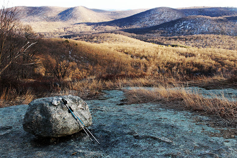 Rough rolling mountaintops in winter