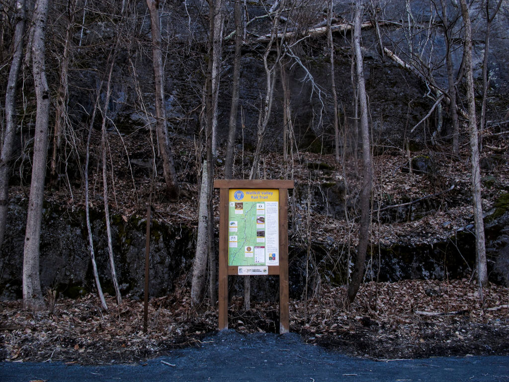 a trail information kiosk on the Empire State Trail